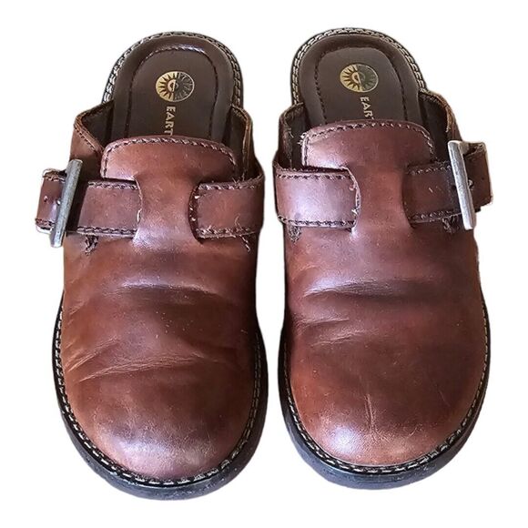 Earth Shoe Women's Size 7 Pine 2 Buckle Leather Slip On Comfort Mule Shoes - Picture 2 of 6